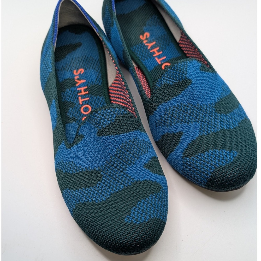 Rothy's The Loafer Camo Teal‎ Retired Women's W6.5 Blue Green Slip On Shoes